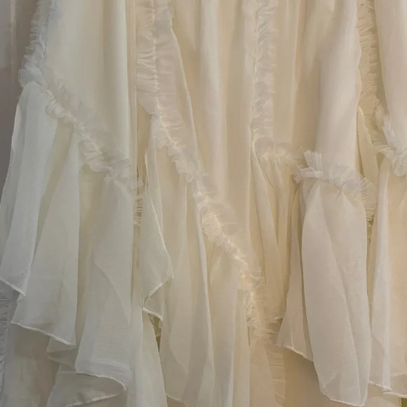 Anthropologie Cream Layered A-Line Skirt - Picture 7 of 9